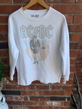 AC/DC White Crewneck Shirt with Black Logo